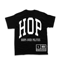 Load image into Gallery viewer, Hoops Over Politics Slant Black Shirt/White
