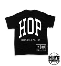 Load image into Gallery viewer, Hoops Over Politics Slant Black Shirt/White
